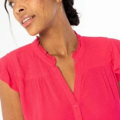 Love Stitch The Maren Hot Pink Flutter Sleeve Top
