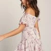 One & Only Collection The Paige Pink Floral Off The Shoulder Mini Dress Dresses