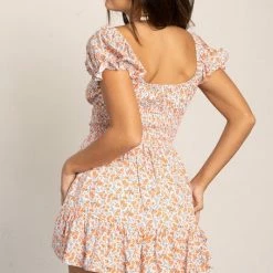 One And Only Collective Dresses The Emily Orange Floral Mini Dress