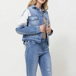 Vervet Tops The Rachel Oversized Patched Denim Jacket