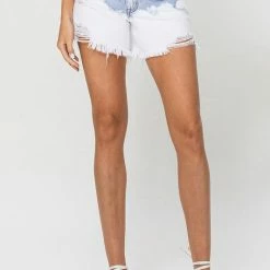 Vervet The Dip Dye Bleached High Rise Mom Shorts