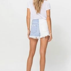 Vervet The Wisdom Color Block High Rise Denim Shorts