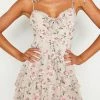 One & Only Collection The Maddi Nude Floral Ruffle Mini Dress Dresses