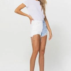 Vervet The Wisdom Color Block High Rise Denim Shorts