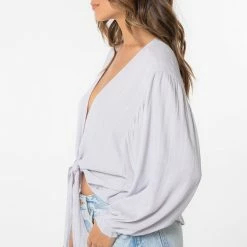 Love Stitch Tops The Dusty Lilac Tied Kimono Top