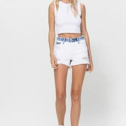 Vervet The Married An Angel Contrast Two Tone Denim Shorts