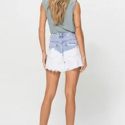 Vervet The Dip Dye Bleached High Rise Mom Shorts