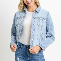 Just USA The Justina Light Wash Denim Jacket Tops