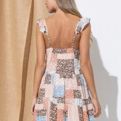 In The Beginning Clothing Dresses The Pipi Blue Patchwork Mini Dress