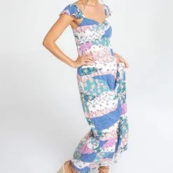 Love Stitch The Jade Floral Patchwork Tiered Maxi Dress Dresses