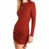 Dresses The BB Dakota Cognac Long Sleeve Ribbed Mini Dress
