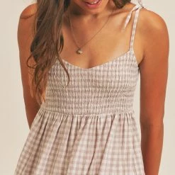Mable The Lily Lavender Gingham Babydoll Mini Dress