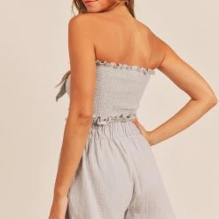 Mable Sets The Romi Wrinkle Gauze Tube Top And Short Set