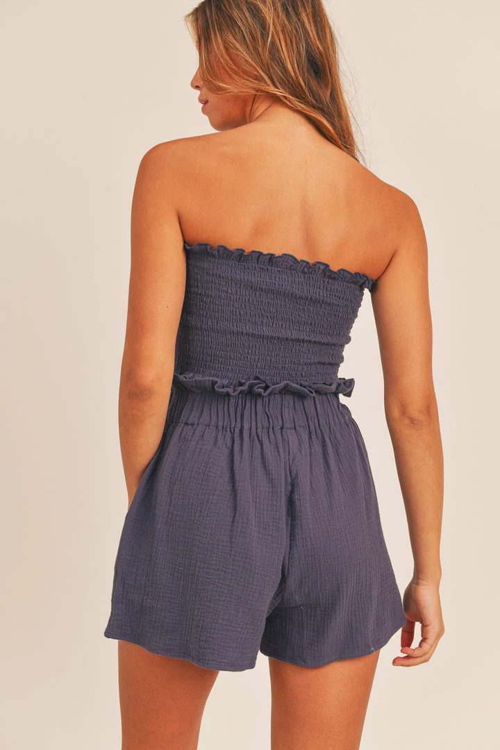 Mable Sets The Romi Wrinkle Gauze Tube Top And Short Set