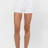 Sneak Peek The Marissa White Mid-Rise Shorts With Rolled Cuff Hem