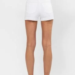 Sneak Peek The Marissa White Mid-Rise Shorts With Rolled Cuff Hem