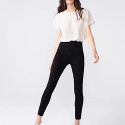 Unpublished Ella Super High Rise Skinny Jeans In Noir