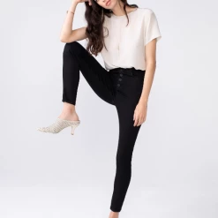 Unpublished Ella Super High Rise Skinny Jeans In Noir