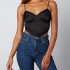 Cotton Candy LA Tops The Tarla Black Satin Bandana Top