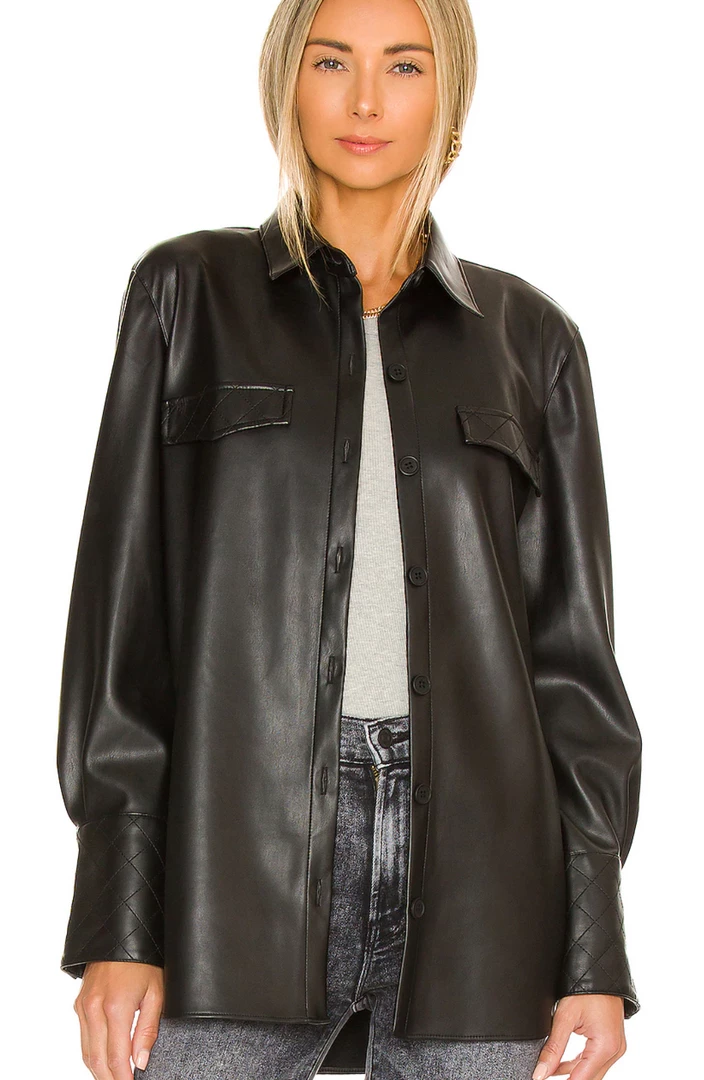 The Ready Faux It Black Vegan Leather Shacket By BB Dakota
