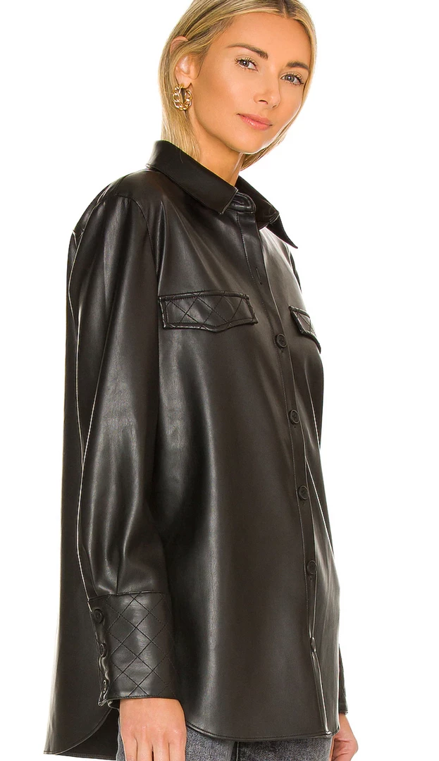 The Ready Faux It Black Vegan Leather Shacket By BB Dakota