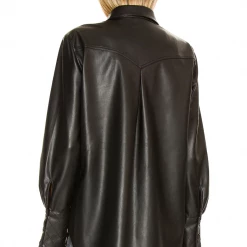 The Ready Faux It Black Vegan Leather Shacket By BB Dakota