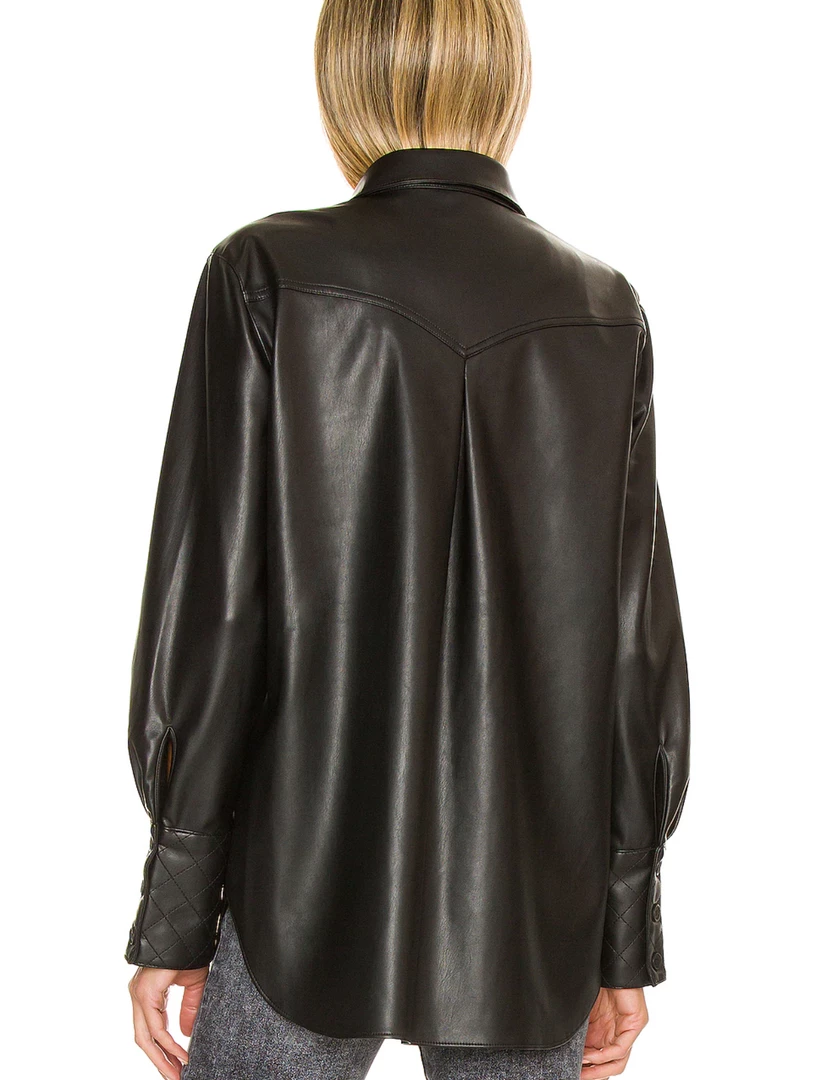 The Ready Faux It Black Vegan Leather Shacket By BB Dakota