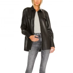 The Ready Faux It Black Vegan Leather Shacket By BB Dakota