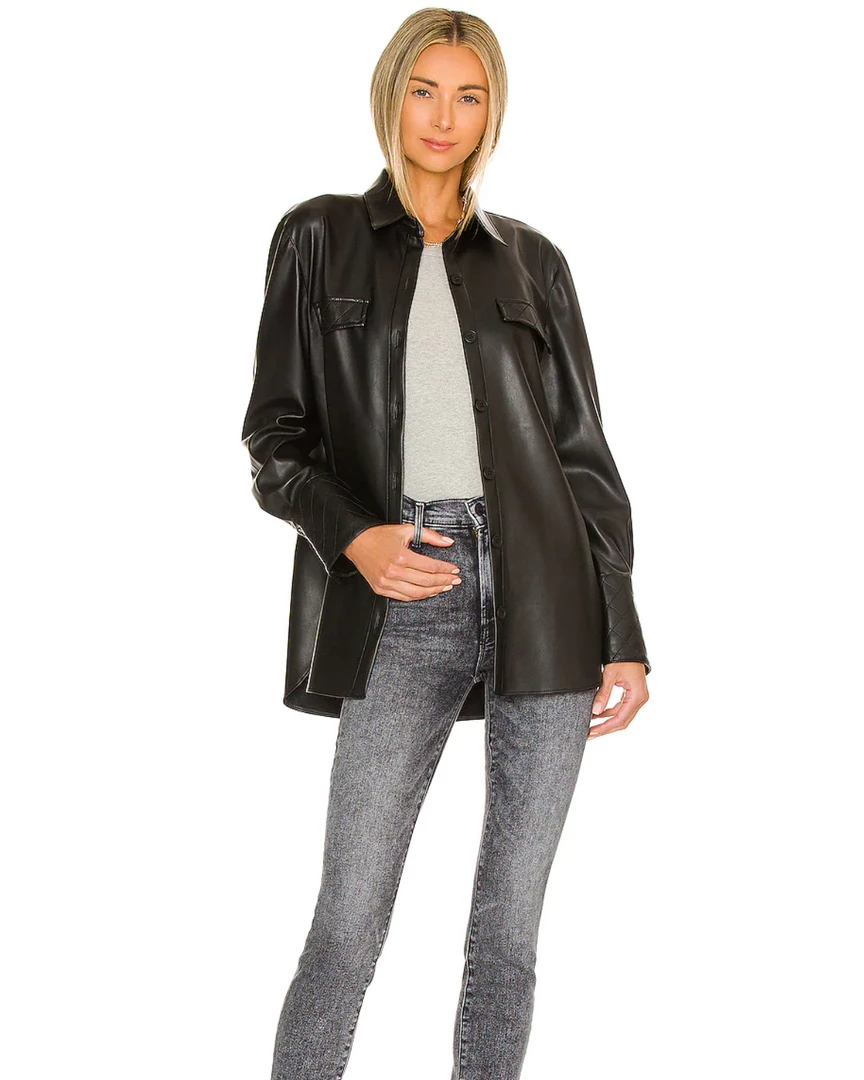 The Ready Faux It Black Vegan Leather Shacket By BB Dakota