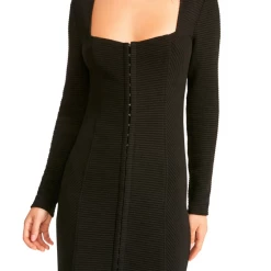 The Levitating Black Ribbed Longsleeve Mini Dress By BB Dakota