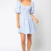Olivaceous The Ixia Powder Blue Floral Mini Dress