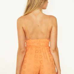 One & Only Collection The Margo Mango Cotton Eyelet Romper