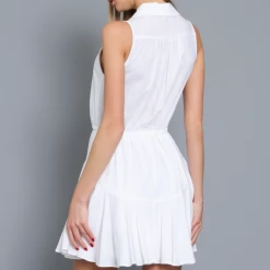 Aakaa Dresses The Catalina White Sleeveless Button Down Romper