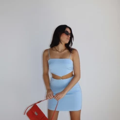 Bailey Rose The Birdie Blue Cutout Mini Dress Dresses