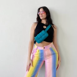 Bailey Rose The Riley Rainbow Striped Satin Pants