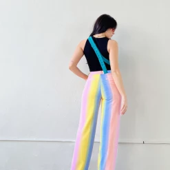Bailey Rose The Riley Rainbow Striped Satin Pants