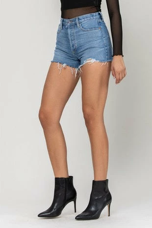 Cello The Henley High Rise Frayed Hem Shorts
