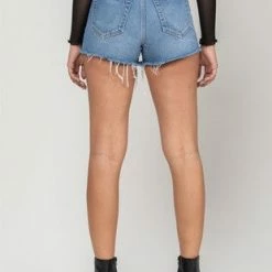 Cello The Henley High Rise Frayed Hem Shorts