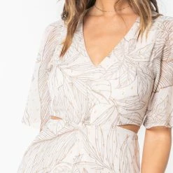 Love Stitch The Leilani Taupe Scarf Maxi Dress With Cutouts