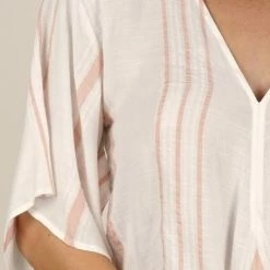 Love Stitch The Carmen Coral Striped Tie Front Top