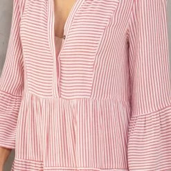 Love Stitch Dresses The Harlow Red & White Striped Tiered Mini Dress