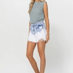 Vervet The Dip Dye Bleached High Rise Mom Shorts