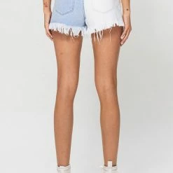 Vervet The Wisdom Color Block High Rise Denim Shorts