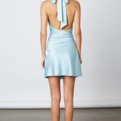 Cotton Candy LA The Sirena Seagrass Satin Halter Mini Dress