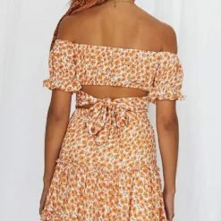 One & Only Collection Tops The Carmen Orange Floral Print Crop Top