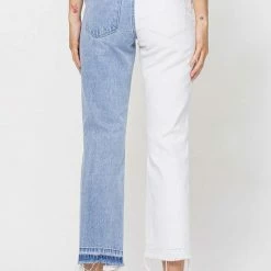 Vervet The Privy Two Tone White & Denim Straight Leg Jeans