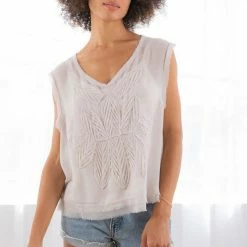 Love Stitch The Cassandra Sheer Chiffon Sleeveless Floral Tank Top