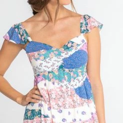 Love Stitch The Jade Floral Patchwork Tiered Maxi Dress Dresses