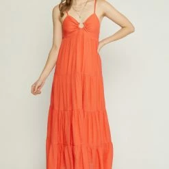 Entro Dresses The Shanae Tangerine Tiered Maxi Dress