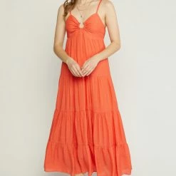Entro Dresses The Shanae Tangerine Tiered Maxi Dress